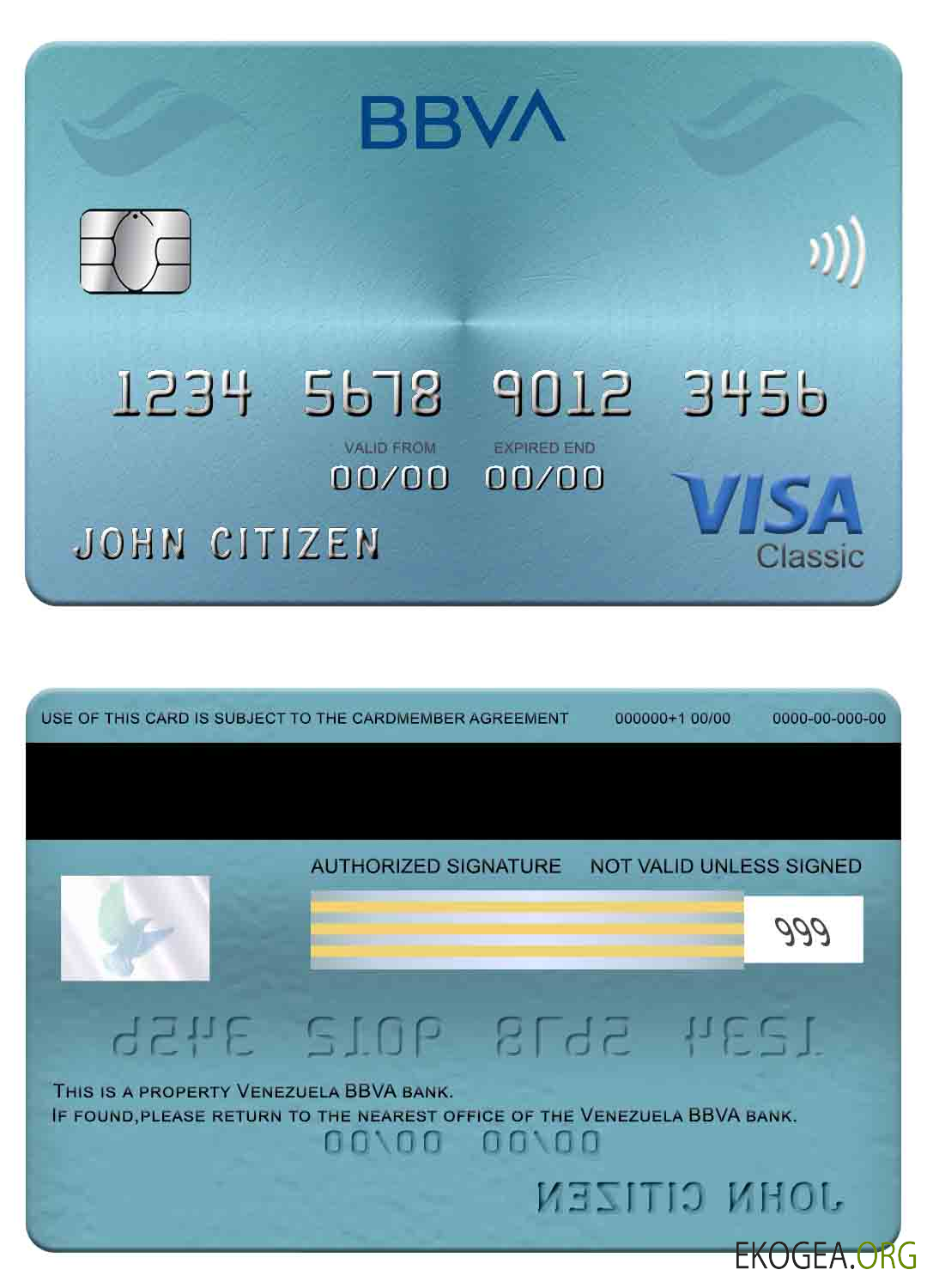 Carte classique visa bancaire BBVA Venezuela